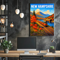 New Hampshire Autumn Train Journey Poster PosterGoat