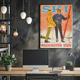 Skiing Adventure in Washington State Vintage Sports Poster PosterGoat