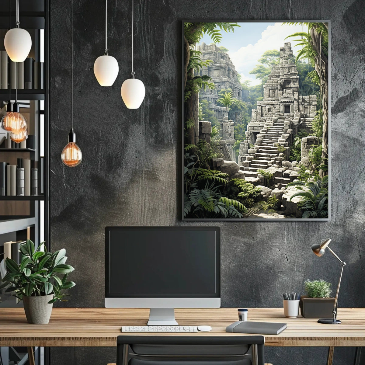 Ancient Stone Temple in Jungle Cultural or Heritage Poster