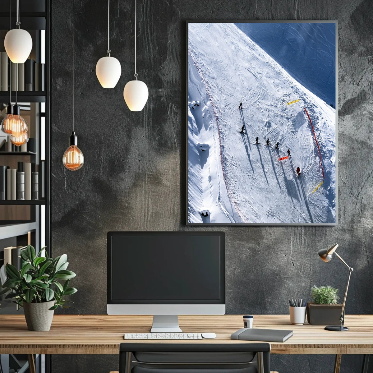 Skiers On A Snowy Slope Poster