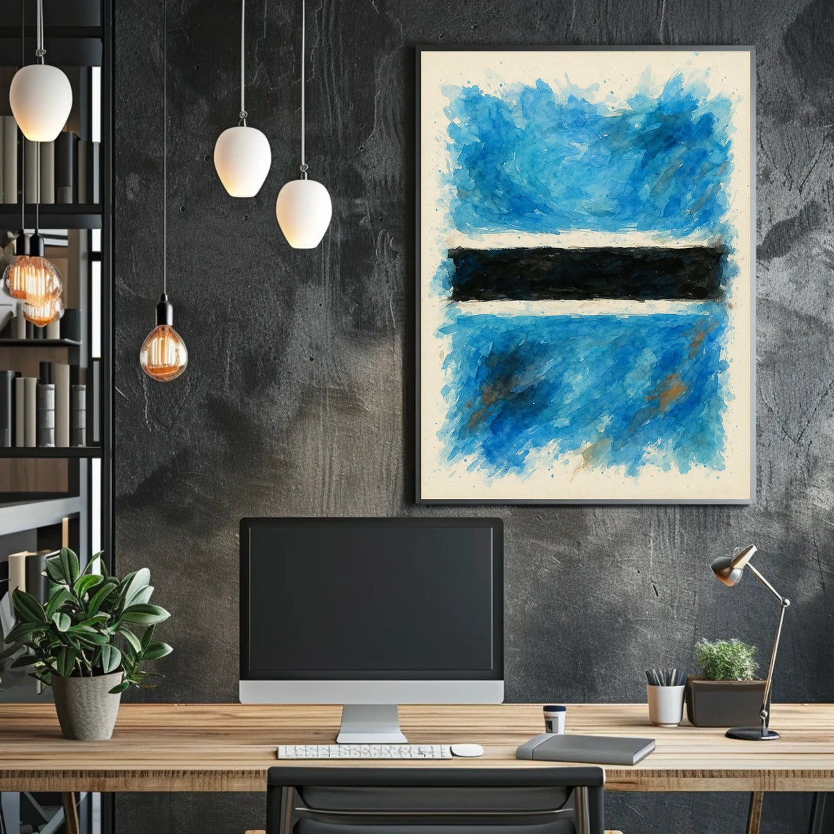 Abstract Blue And Black Composition Poster
