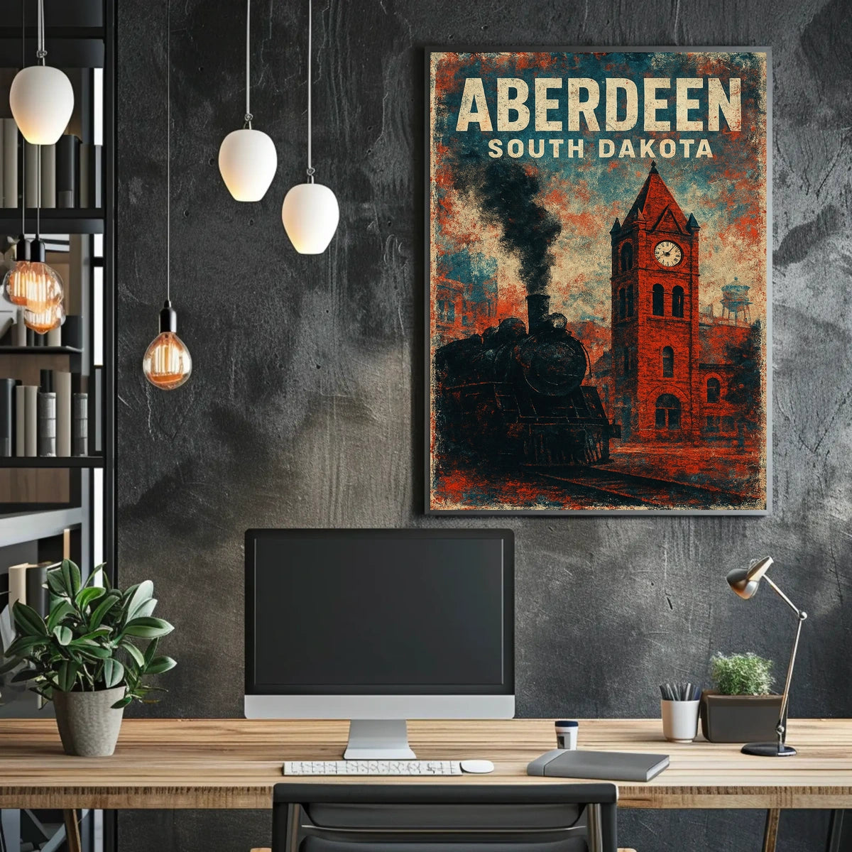 Aberdeen Vintage Travel Retro 80s Wanderlust Poster