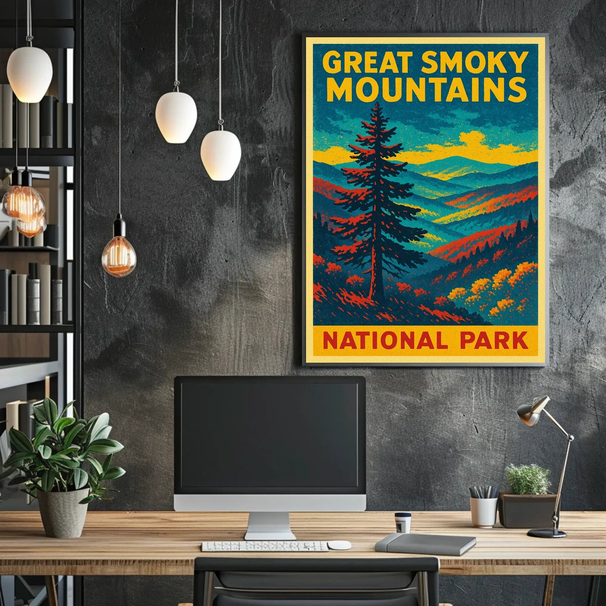 Great Smoky Mountains Vintage Travel Poster Art Nostalgic Retro Adventure Landscape Poster