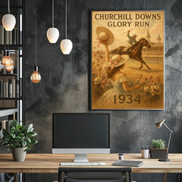 Horse Racing at Churchill Downs: Vintage Sports Poster