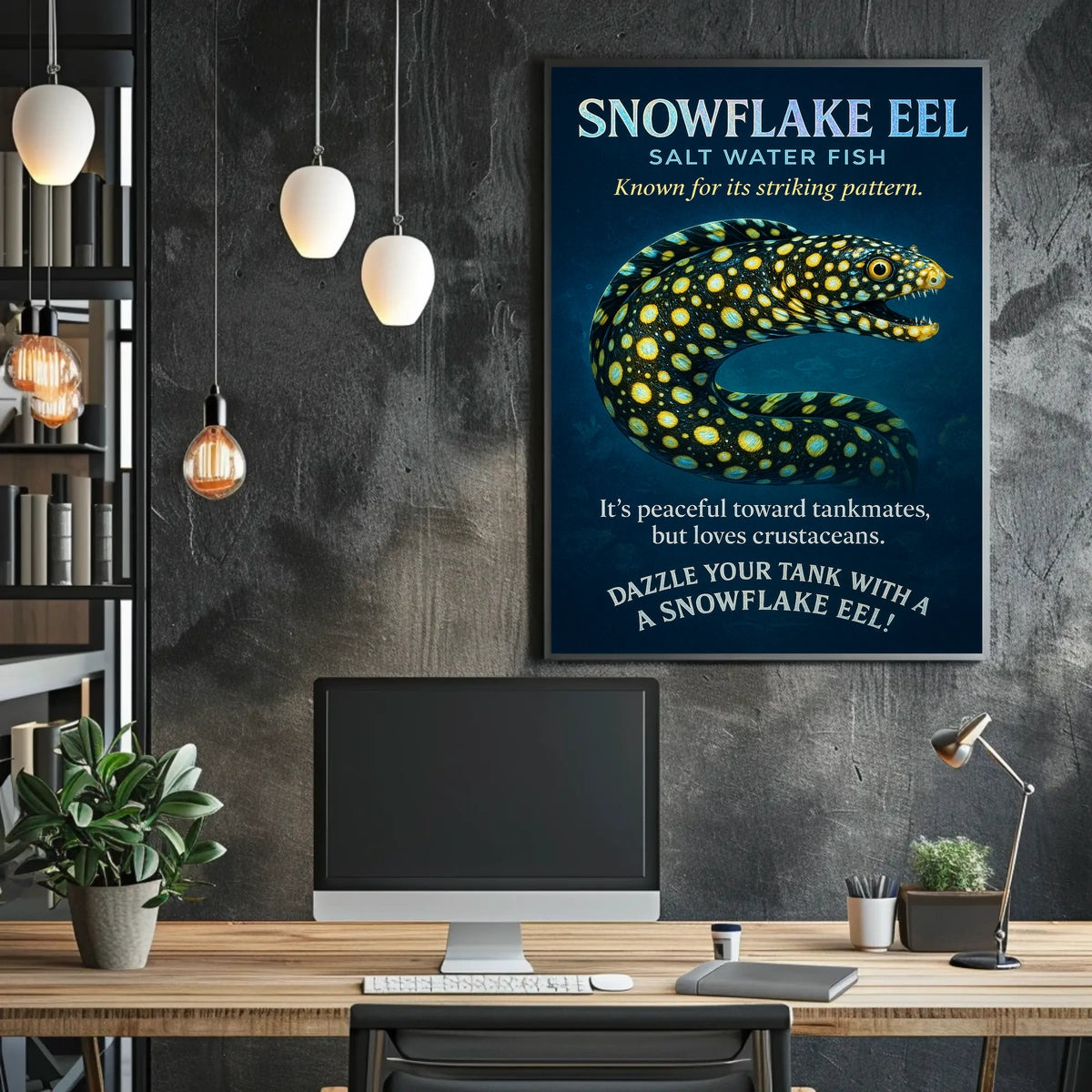 Snowflake Eel Striking Saltwater Fish Poster
