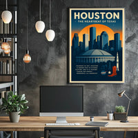 Houston Travel Poster Vintage Wall Art Print