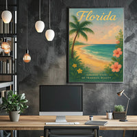 Florida Beach Poster Vintage Sunshine State Print