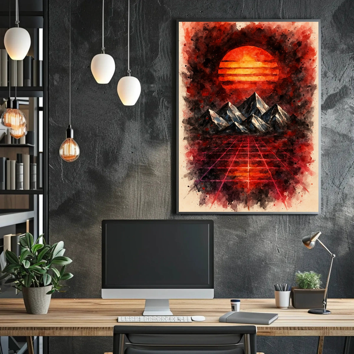 Vivid Retro-Futuristic Surreal Landscape Futuristic Sci-Fi Poster