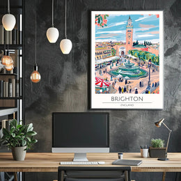 Vibrant Brighton Scene Poster PosterGoat