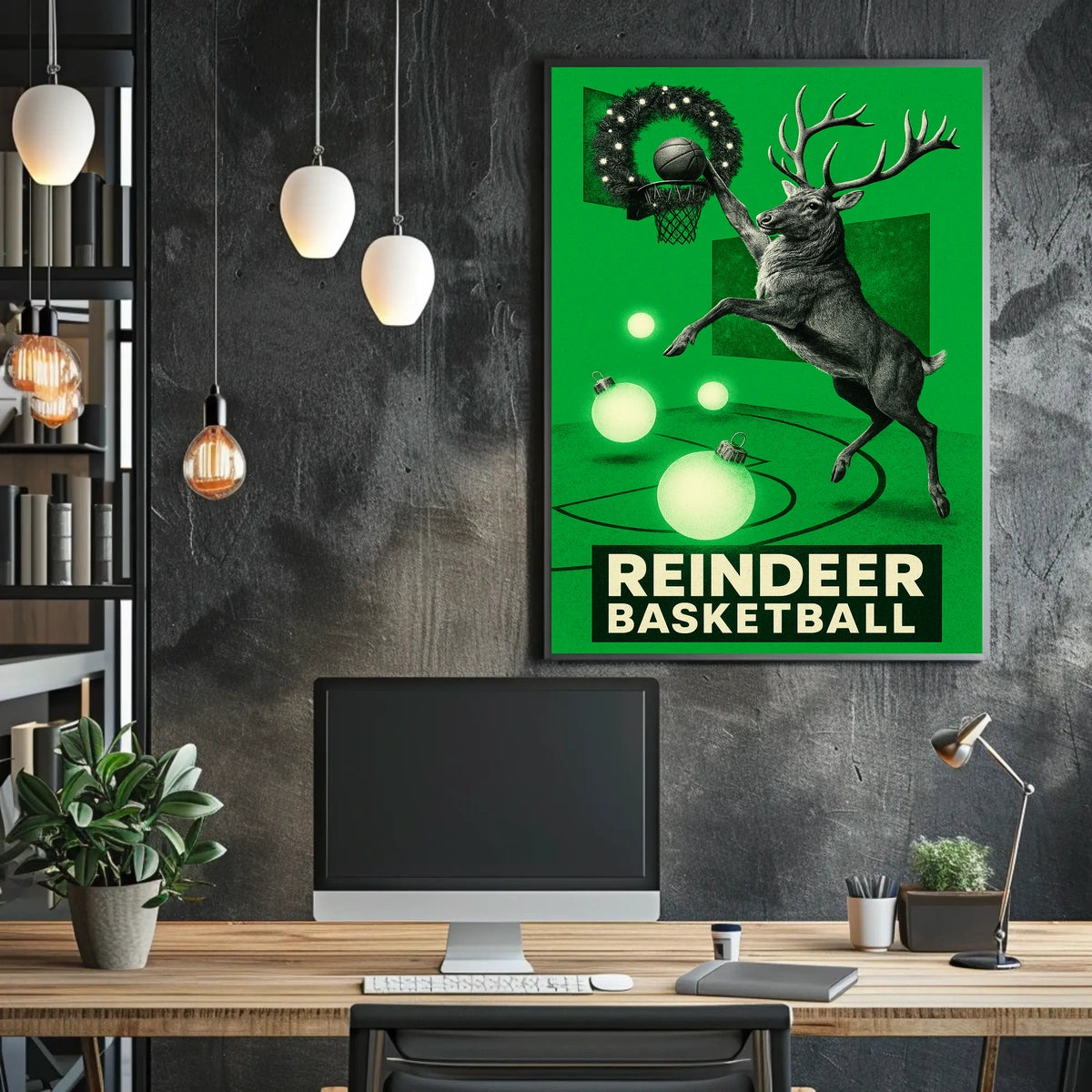 Reindeer Basketball Poster