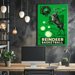 Reindeer Basketball Poster