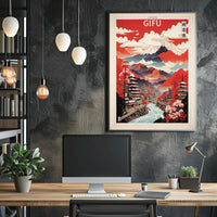 Gifu Japan Scenic Landscape Travel Poster