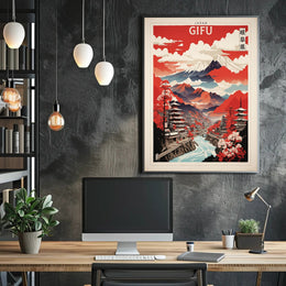 Gifu Japan Scenic Landscape Travel Poster