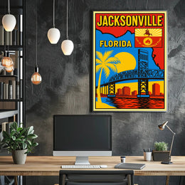Jacksonville, Florida Cityscape Art Poster PosterGoat