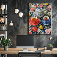 Vibrant Tea Scene Artistic Poster PosterGoat