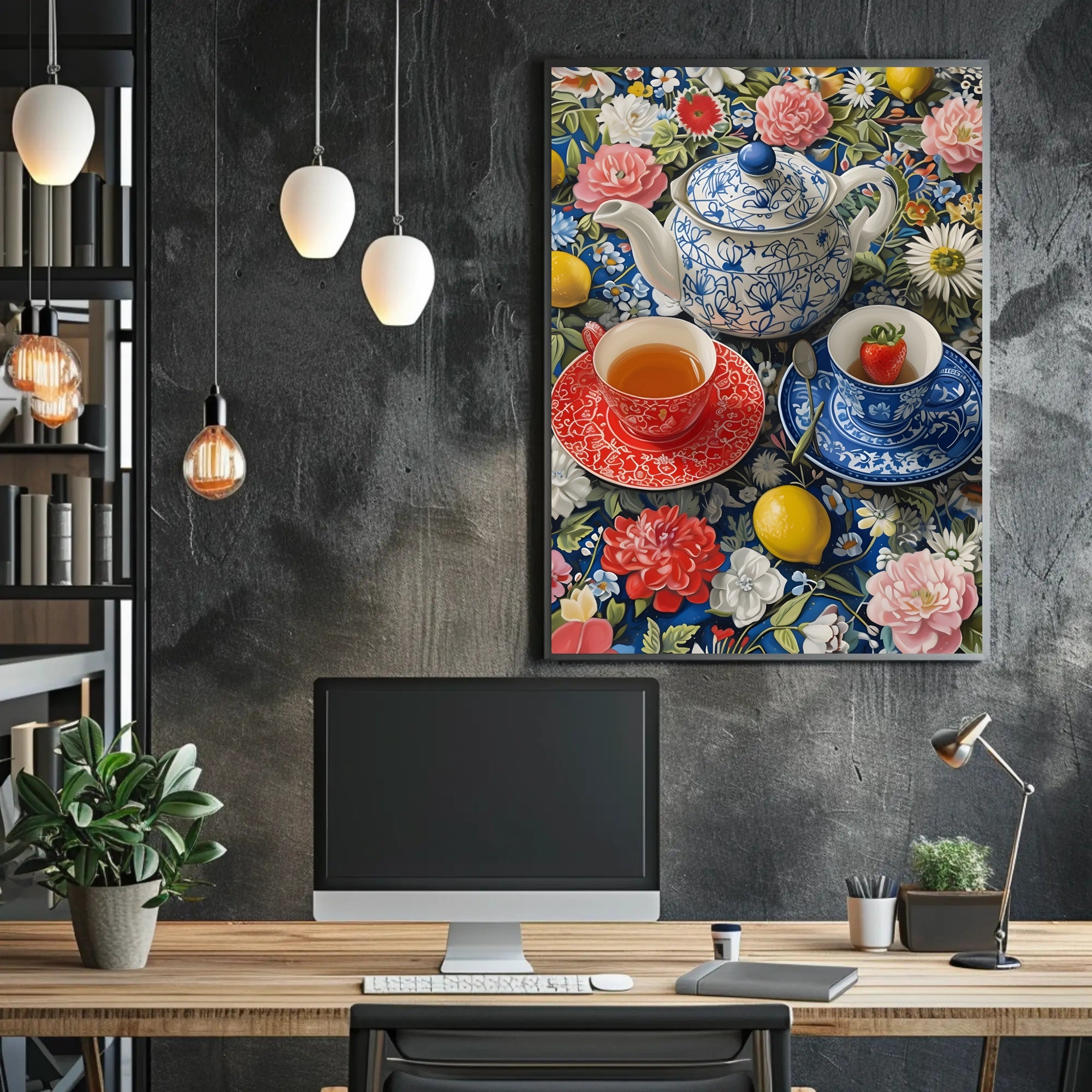 Vibrant Tea Scene Artistic Poster PosterGoat