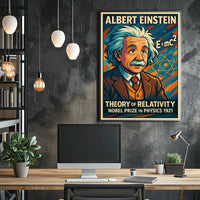Albert Einstein Relativity Theory Vintage Scientific Educational Wall Art Decor Collectors Poster