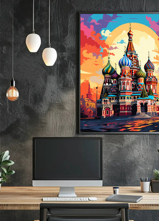 Vibrant Russian Landmark Illustration Cultural or Heritage Poster
