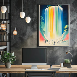 Serene Waterfall Poster Colorful Minimalist Wall Art