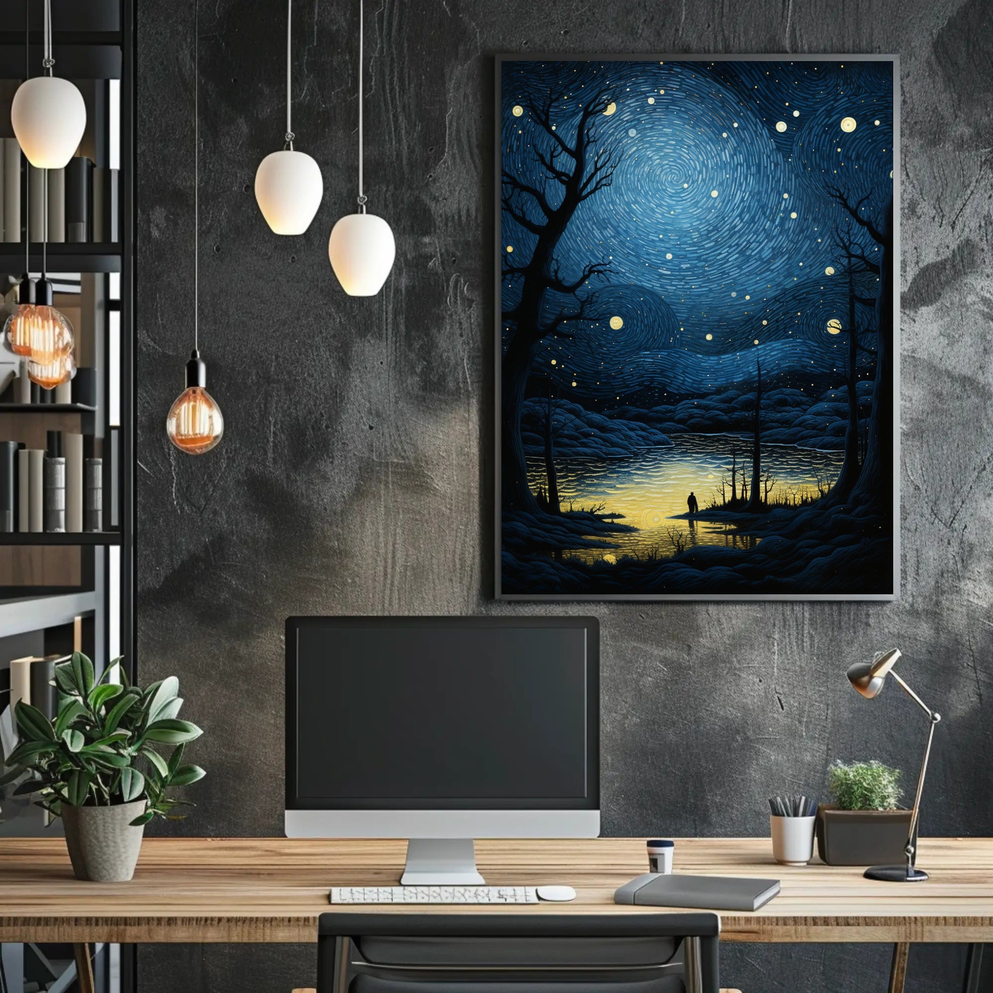 Starry Night Reflection Poster PosterGoat