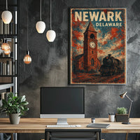 Newark Clock Tower Travel Art Deco Poster