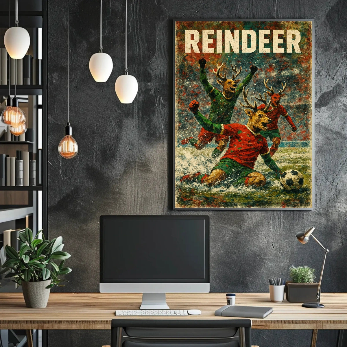 Reindeer Soccer Celebration Poster