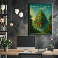Hanging Gardens of Babylon Photorealistic Fantasy Mythology Poster