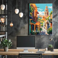 Mexico City Vibrant Street Scene Travel Poster