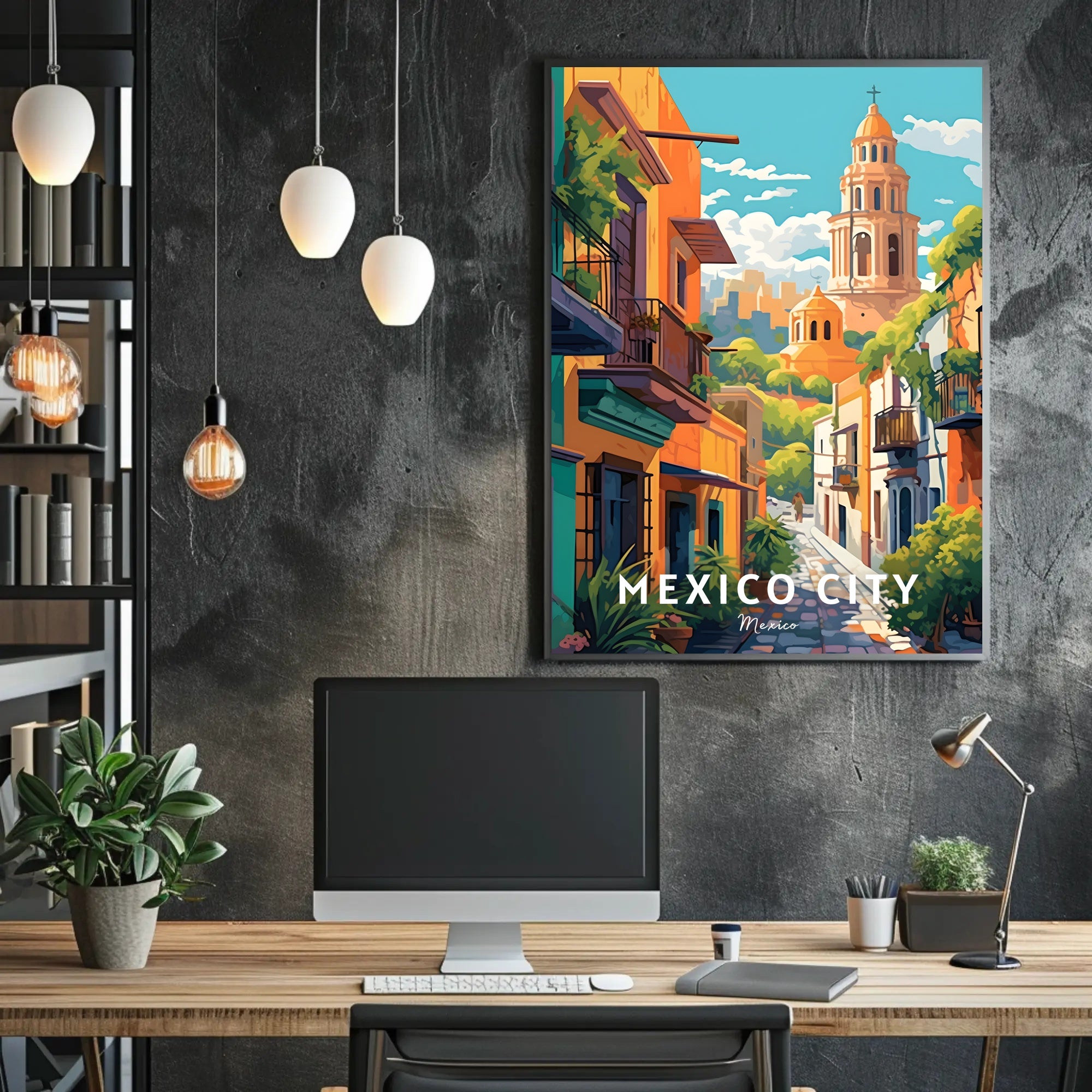 Mexico City Vibrant Street Scene Travel Poster