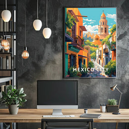 Mexico City Vibrant Street Scene Travel Poster