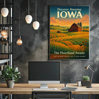 Iowa Heartland Vintage Travel Poster