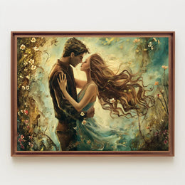 Romantic Embrace: Impressionistic Floral Fantasy Poster