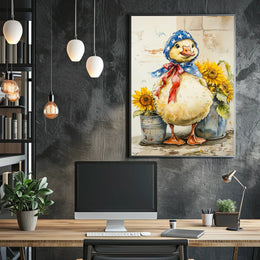 Chubby Goose With Star Spangled Blue Bonnet Poster