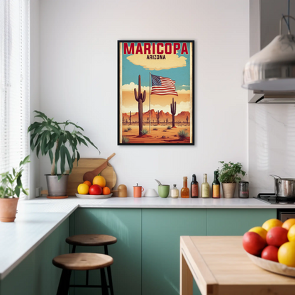 Maricopa Arizona Desert Flag Vintage Travel Poster