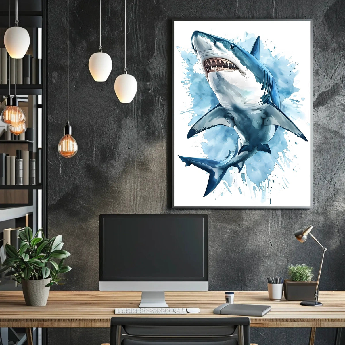 Majestic Shark Illustration Poster