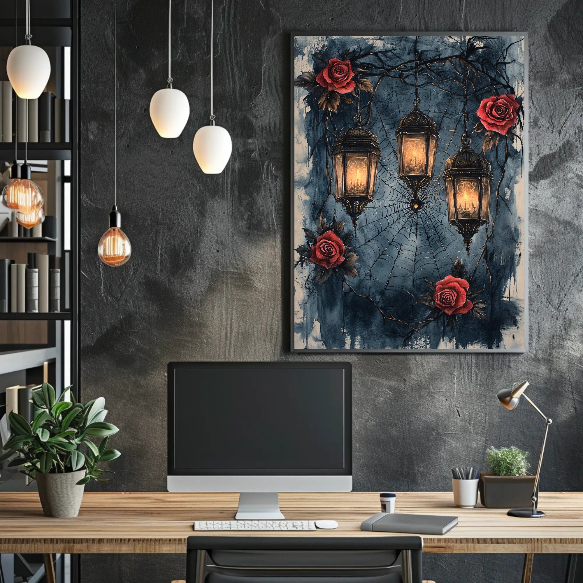 Enchanted Lanterns And Roses Poster