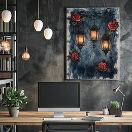 Enchanted Lanterns And Roses Poster