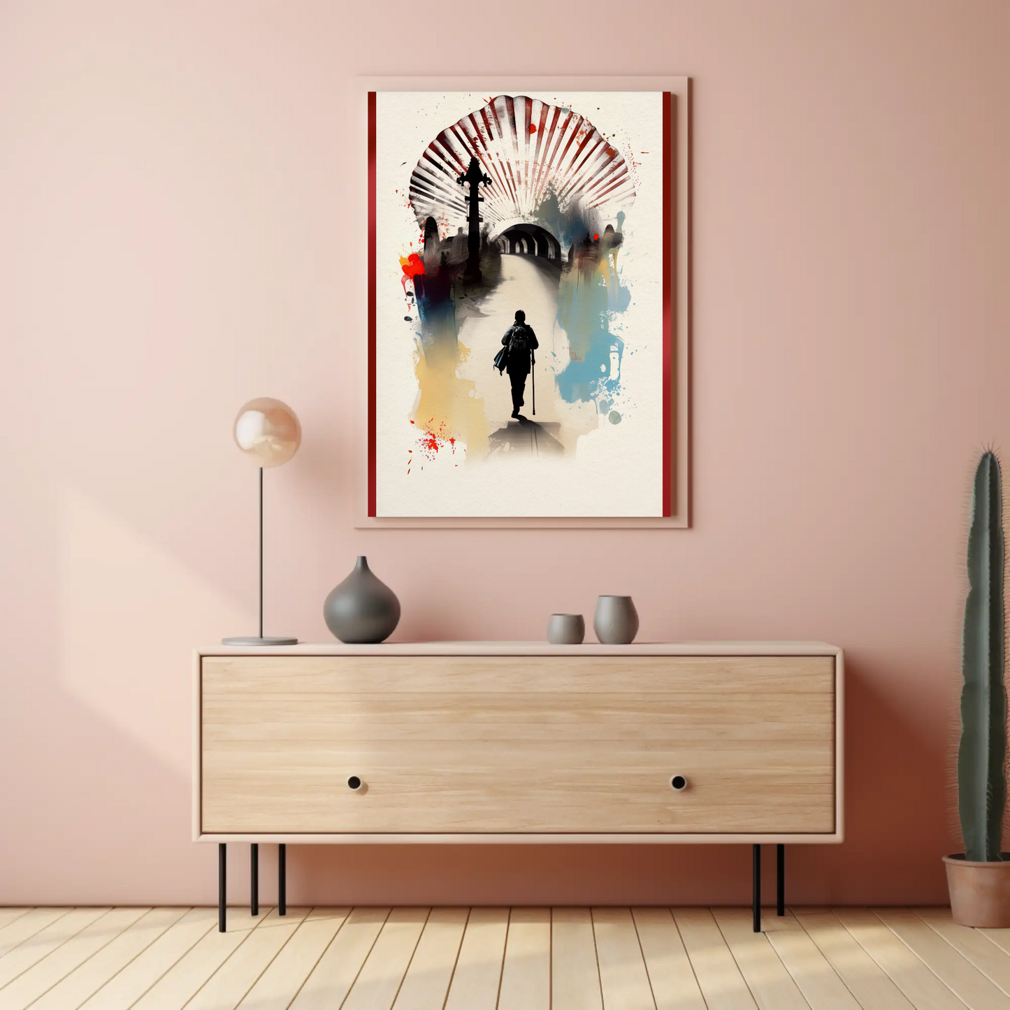 Pilgrim Shell Road Camino De Santiago Travel Poster