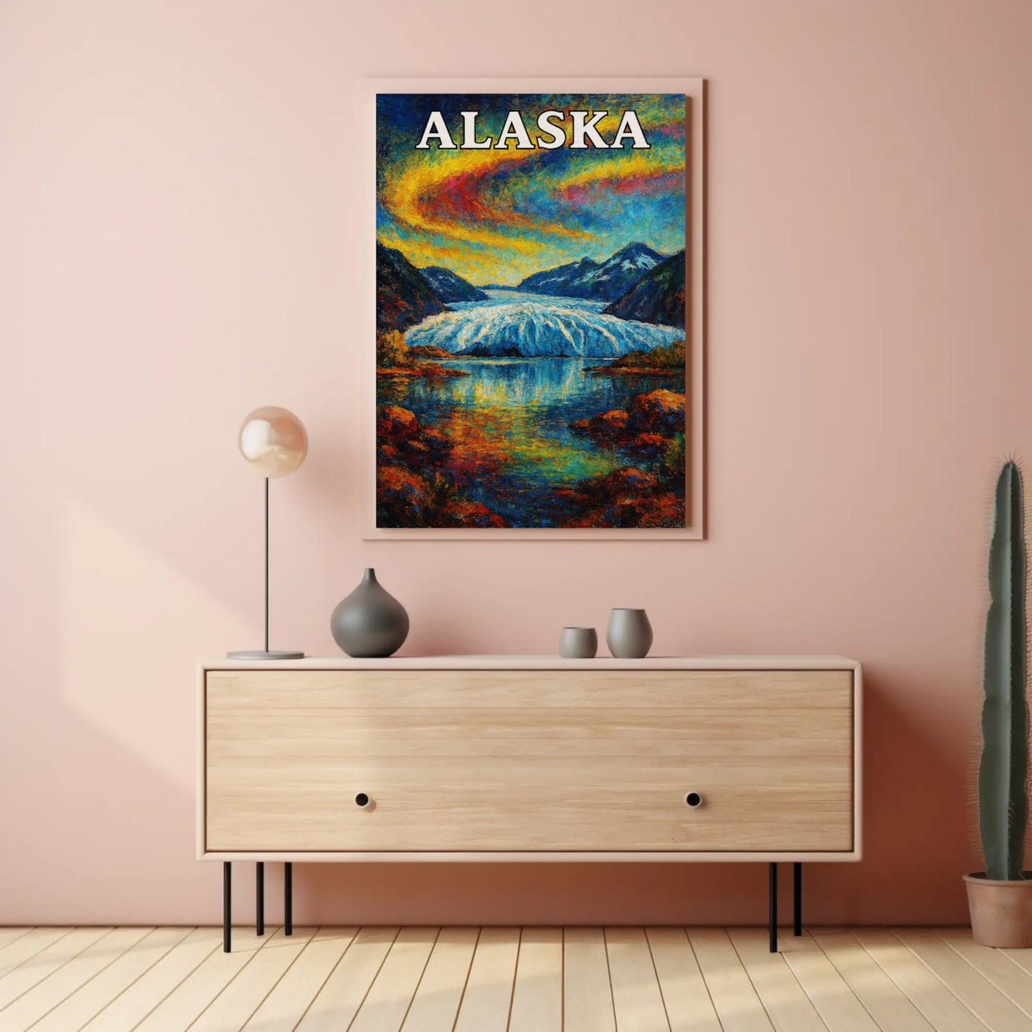 Alaska Glacier Sunset Mountain View Travel Poster