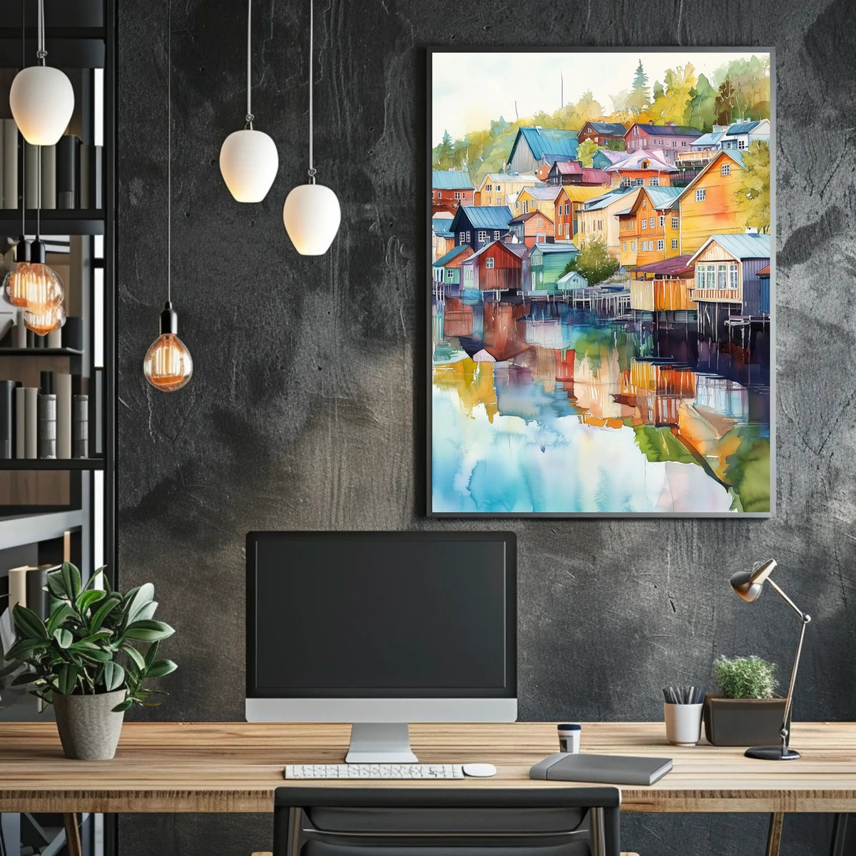 Finland Porvoo Old Town Colorful Houses Poster