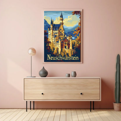 Neuschwanstein Castle Bavaria Forest Travel Poster