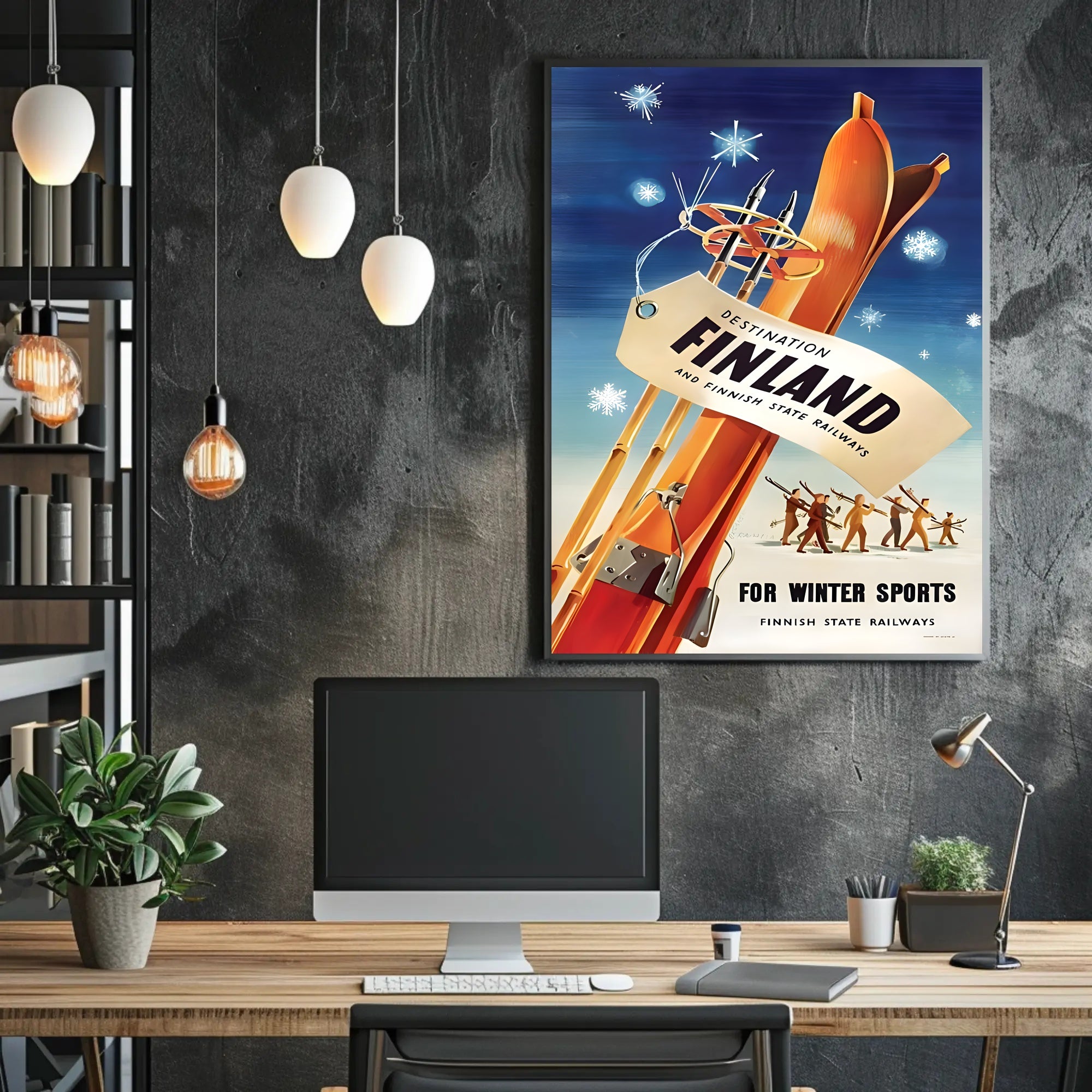 Finland Winter Sports Adventure Vintage Travel Poster PosterGoat