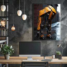 The Lonely Robot In The Rain Poster PosterGoat