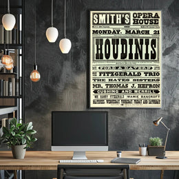 Houdini and Vaudeville Stars Early 20th Century Cultural Poster