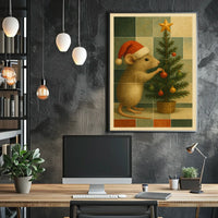 Festive Mouse And Christmas Tree Poster