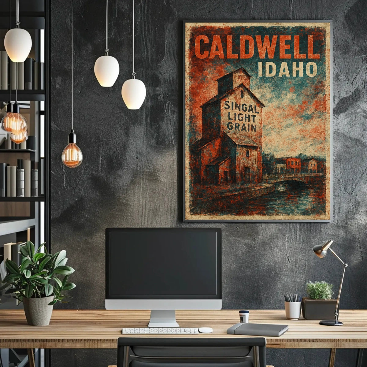 Caldwell, Idaho Singal Light Grain Poster