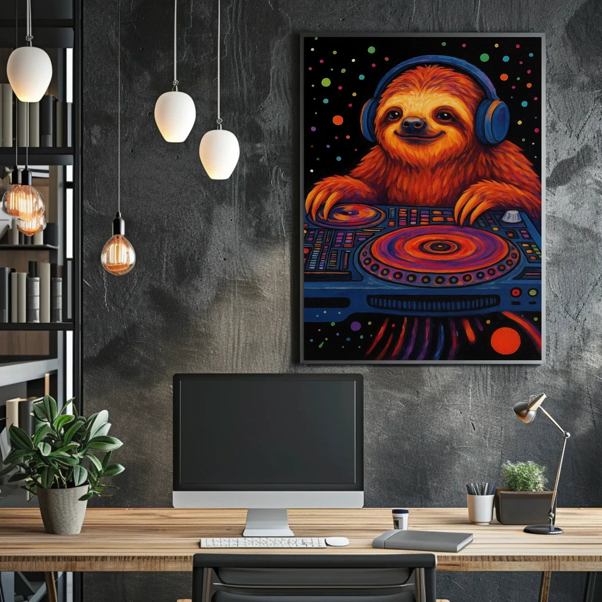 Sloth DJ Party Vibes Animal Poster