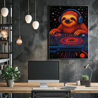 Sloth DJ Party Vibes Animal Poster