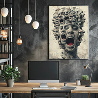 Surreal Faces of Anguish Art Poster Print PosterGoat