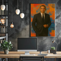 Person in Suit with Abstract Geometric Art Poster